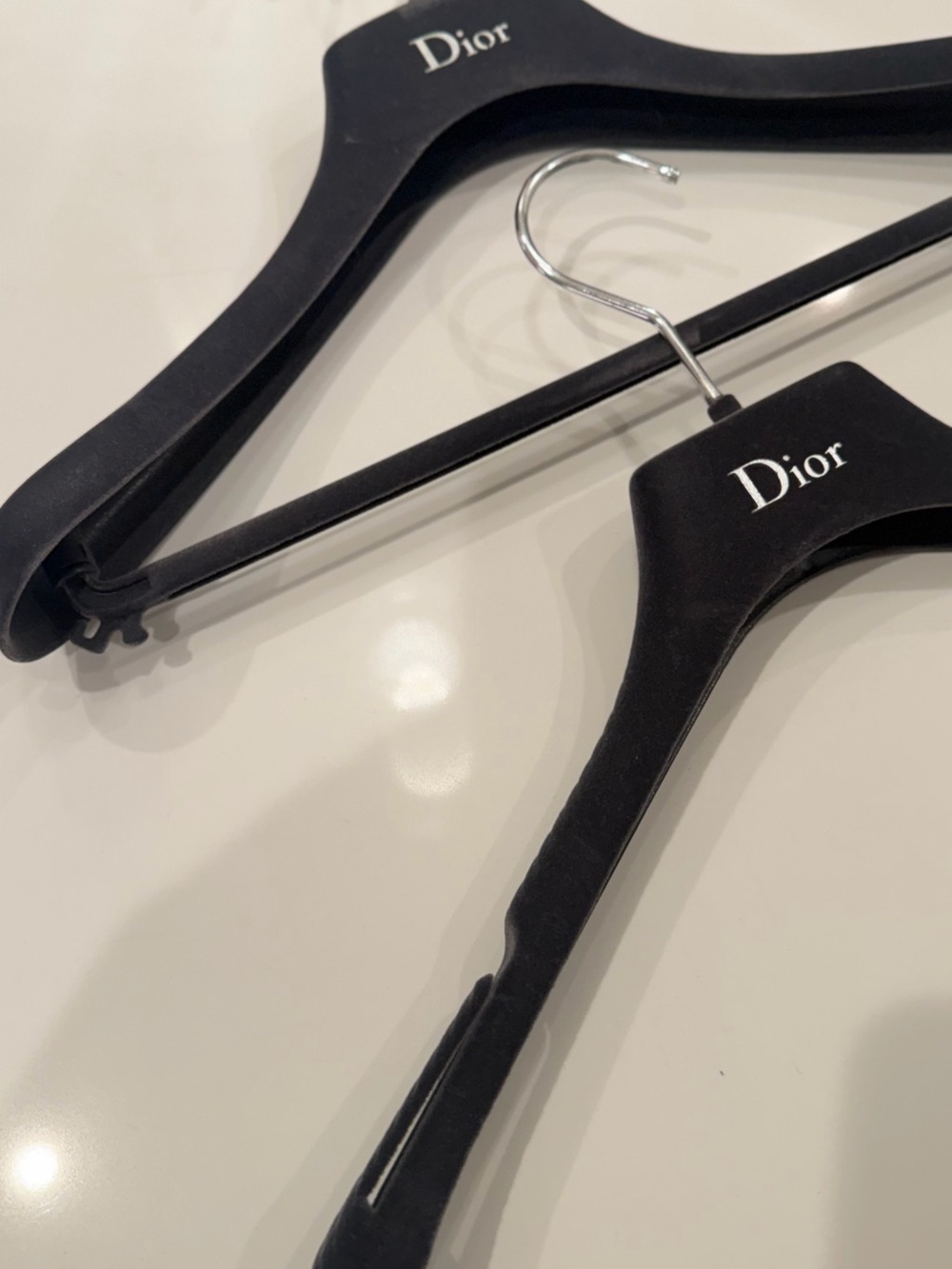 Dior Black Velvet Hangers with Silver Hooks - Pair - Picture 6 of 6